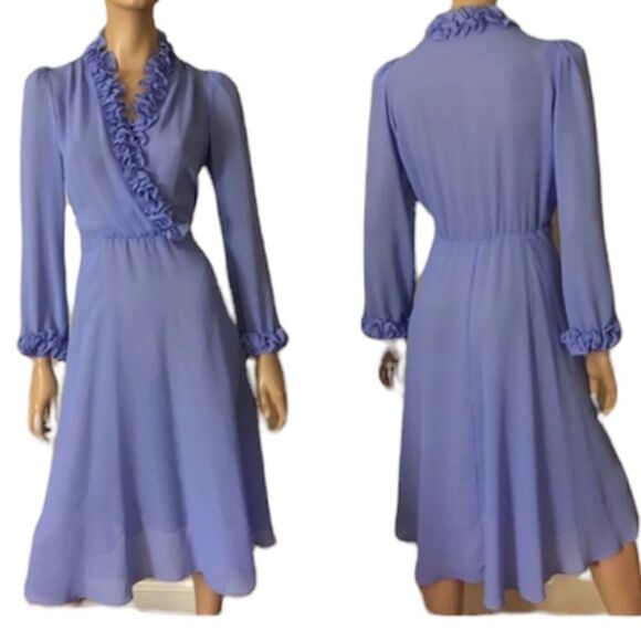 Ursula Of Switzerland Pink Mauve Ruffled Dress - Picture 9 of 9